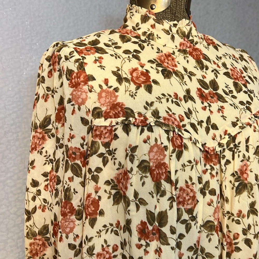 REFORMATION COTTAGCORE RUFFLED VARENNA FLORAL PRINT CREPE MINI DRESS XS - Picture 9 of 16